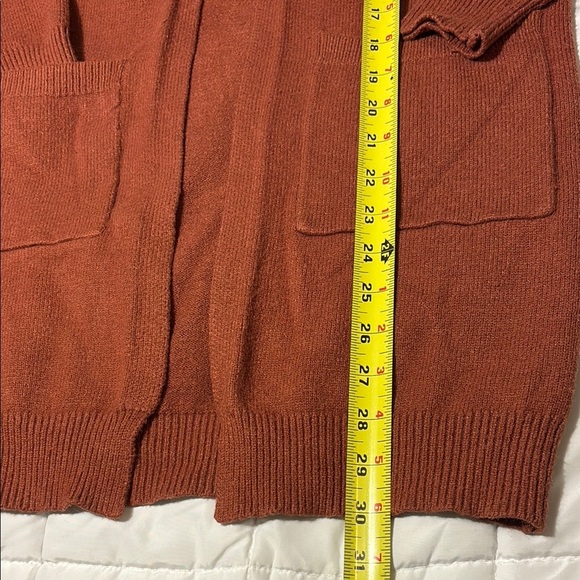 Rust Long Cardigan Pocket Sweater size S - Picture 4 of 9